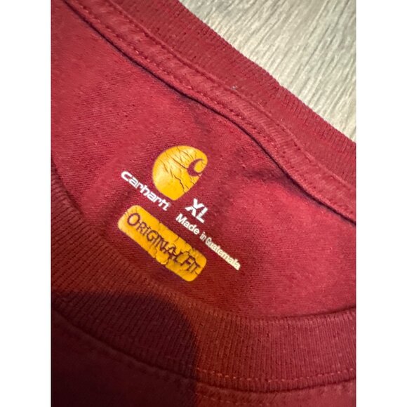 Carhartt Mens XL Red Long Sleeve Pocket T-Shirt Flawed Workwear - Picture 4 of 7